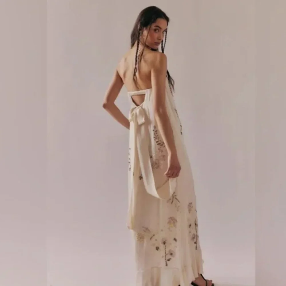 Free People Bali At Last Maxi Dress NWT Ivory Cream Beaded Embellished XS - Picture 4 of 16